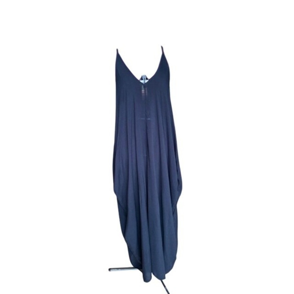 Elan  Black V-Neck Adjustable Strap Pocket Maxi Dress Womens Medium NEW - Picture 2 of 7